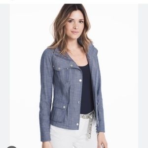 White House Black Market Women's Size 4 Blue Moto Lightweight Denim Jacket